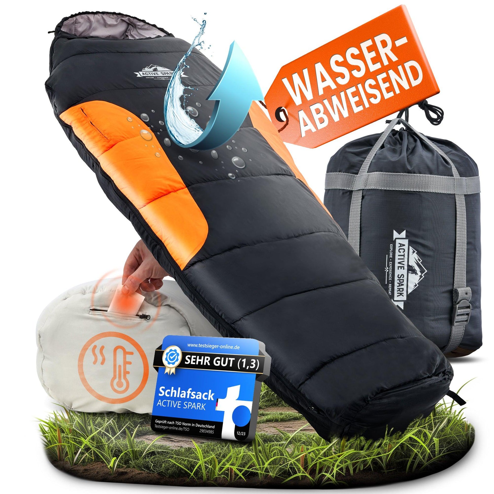 3 Jahreszeiten Schlafsack - Mumienschlafsack - 210x80x50cm | ACTIVE SPARK - Active Spark